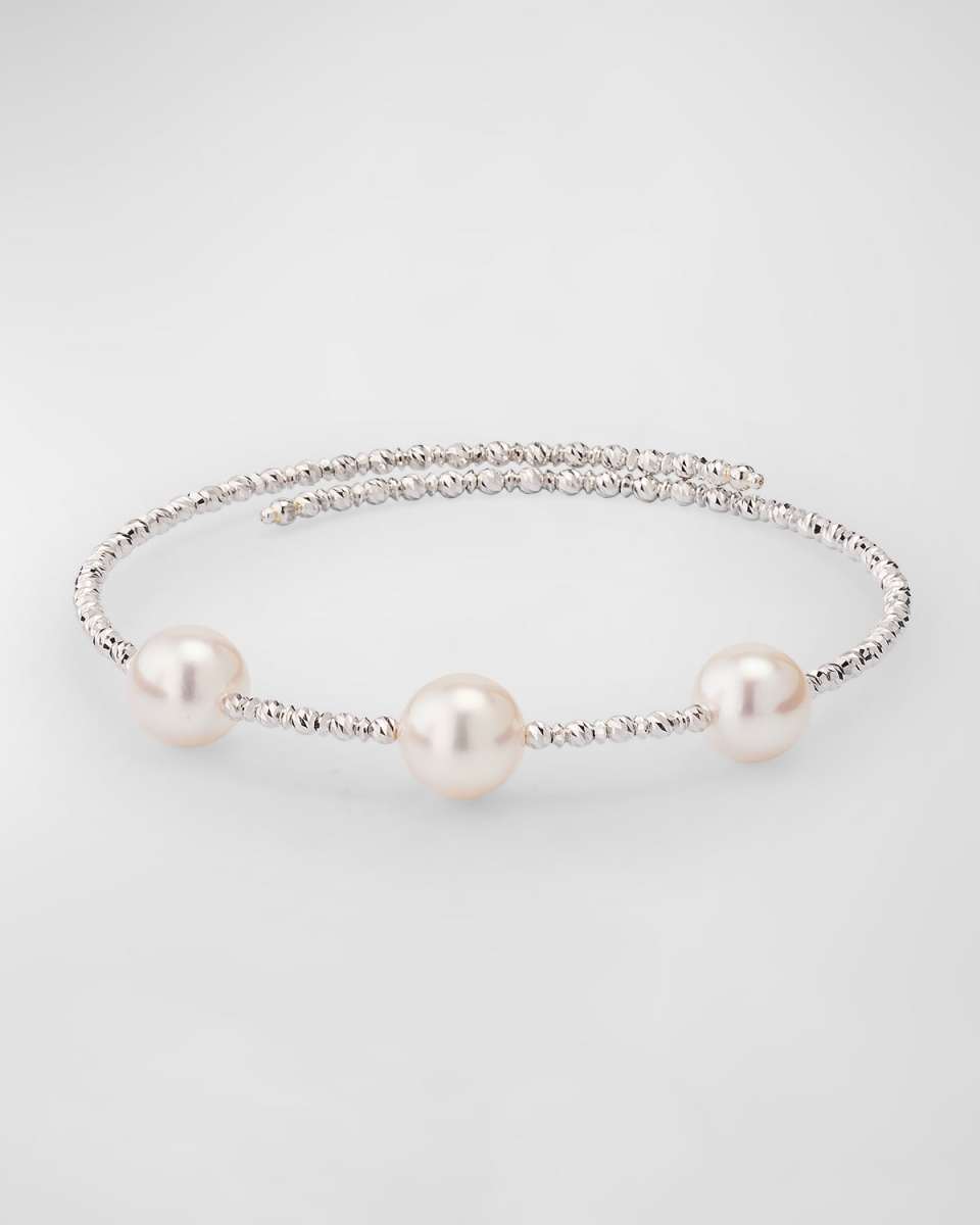 18K White Gold Akoya Pearl Wrap Bracelet
